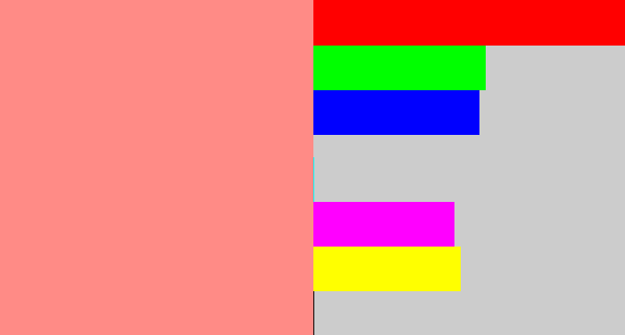 Hex color #ff8b86 - blush pink