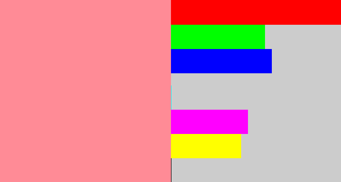 Hex color #ff8b96 - rose pink