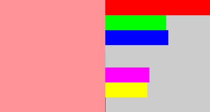 Hex color #ff9398 - rose pink