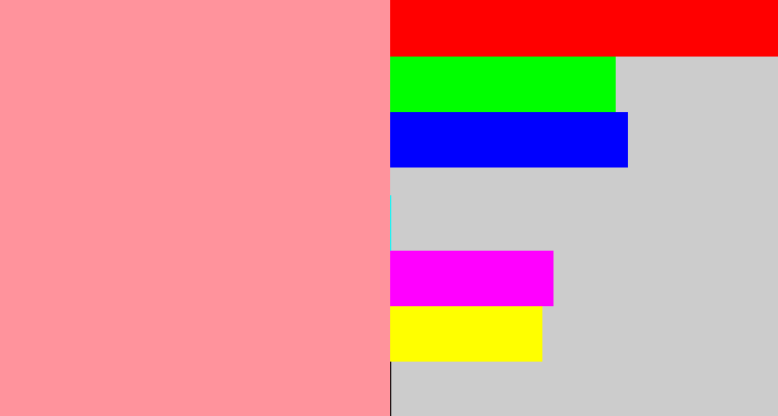 Hex color #ff939c - rose pink