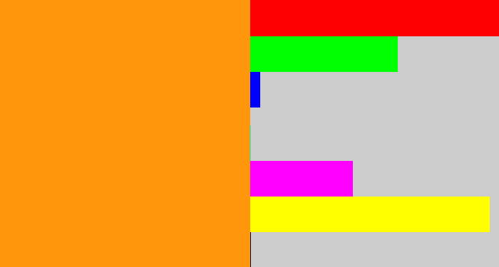 Hex color #ff960b - tangerine