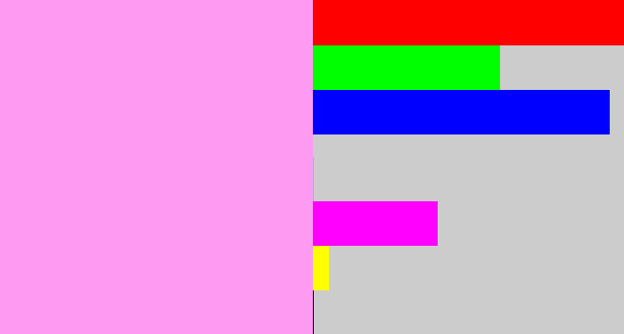 Hex color #ff9af3 - purply pink
