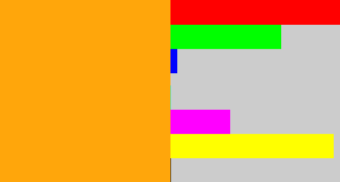 Hex color #ffa60b - yellowish orange