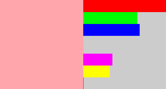 Hex color #ffa6ad - soft pink