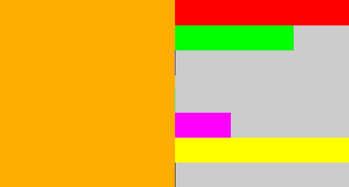 Hex color #ffad01 - orange yellow