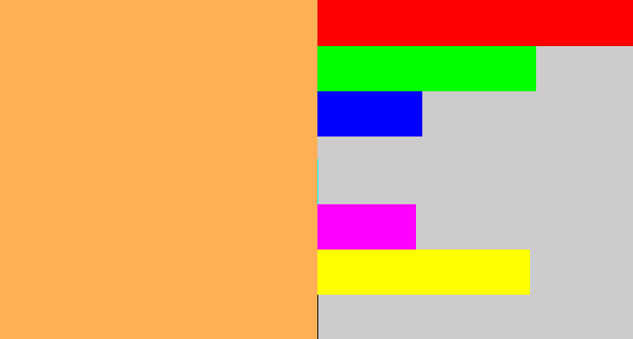 Hex color #ffb055 - pale orange