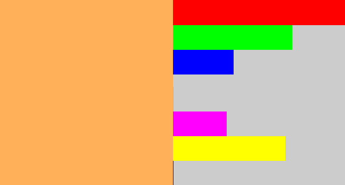 Hex color #ffb058 - pale orange