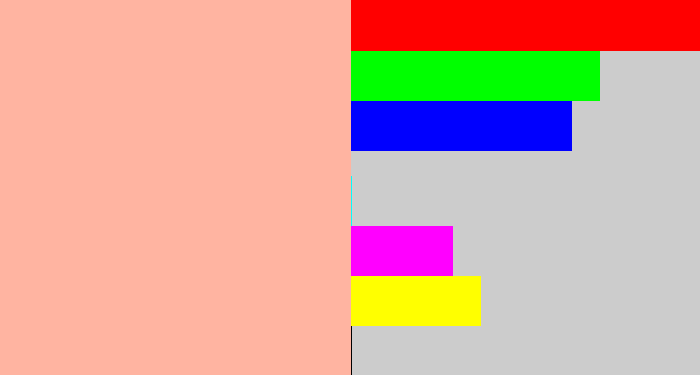 Hex color #ffb4a1 - pale salmon
