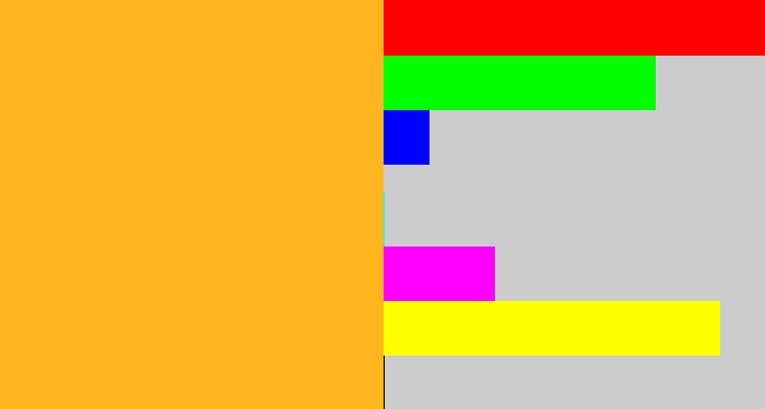 Hex color #ffb61e - orangey yellow