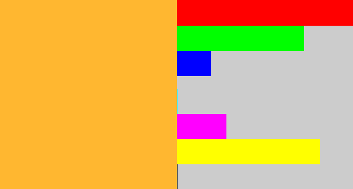 Hex color #ffb730 - macaroni and cheese