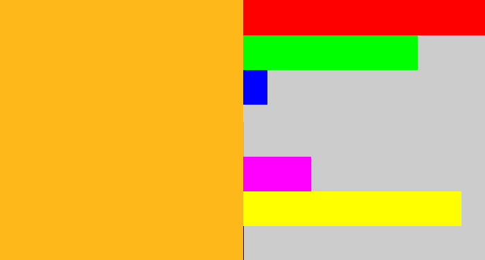 Hex color #ffb81a - orangey yellow