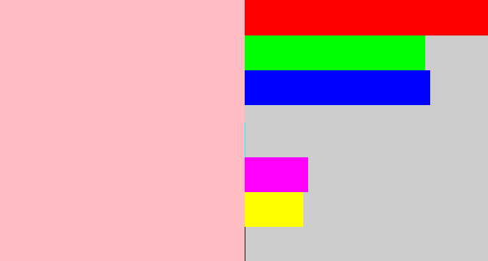 Hex color #ffbdc3 - pale rose