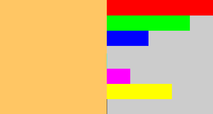 Hex color #ffc664 - light mustard