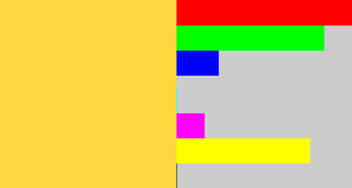 Hex color #ffd73e - maize