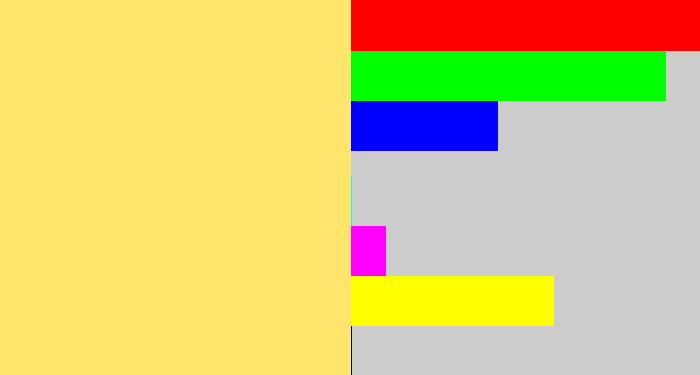 Hex color #ffe56b - yellow tan