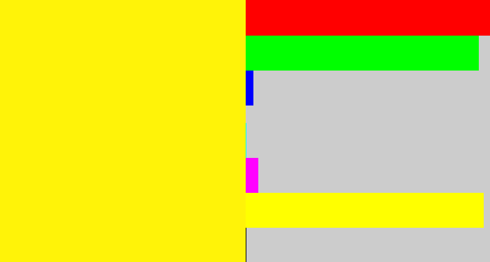 Hex color #fff308 - bright yellow