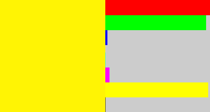 Hex color #fff404 - bright yellow