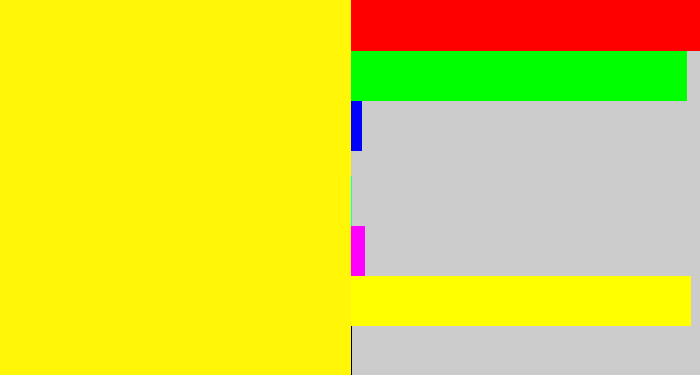 Hex color #fff608 - bright yellow