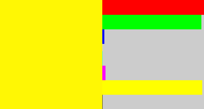 Hex color #fff704 - bright yellow