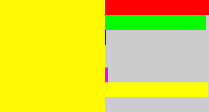 Hex color #fff802 - bright yellow