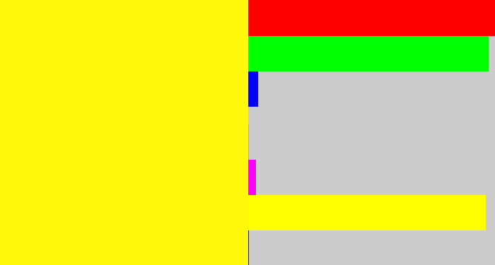 Hex color #fff80b - bright yellow
