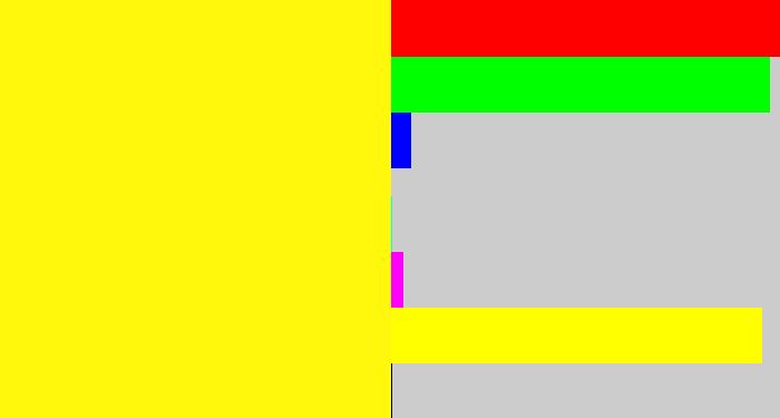 Hex color #fff80d - yellow