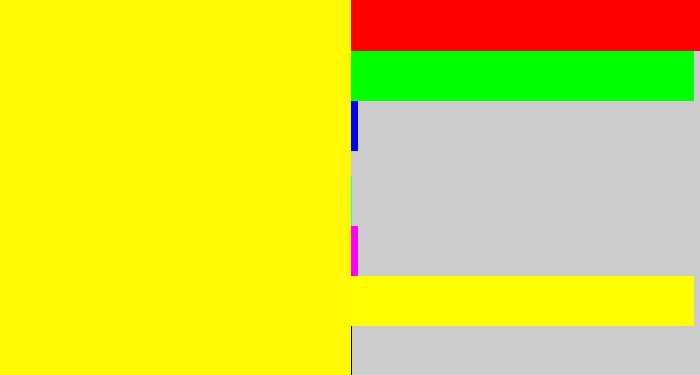 Hex color #fff904 - bright yellow