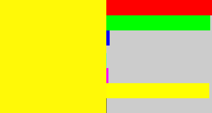 Hex color #fff907 - bright yellow