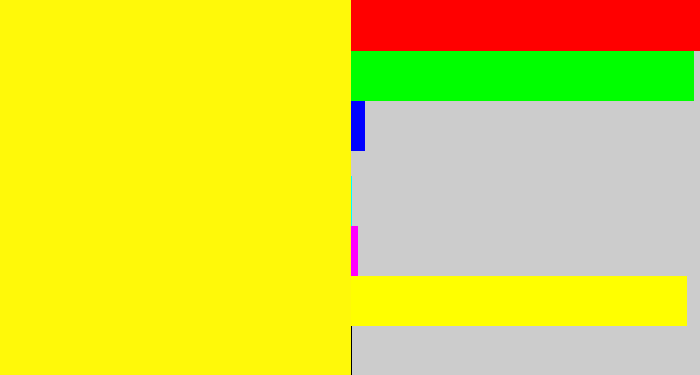 Hex color #fff909 - bright yellow