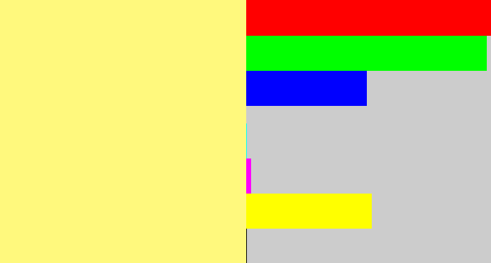 Hex color #fff97d - yellowish tan