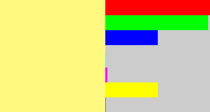 Hex color #fff980 - yellowish tan