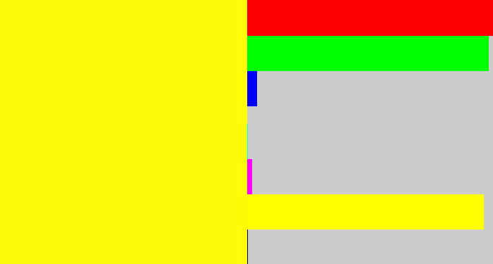 Hex color #fffb09 - bright yellow