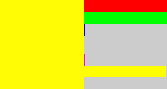 Hex color #fffc05 - bright yellow