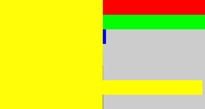 Hex color #fffe08 - bright yellow